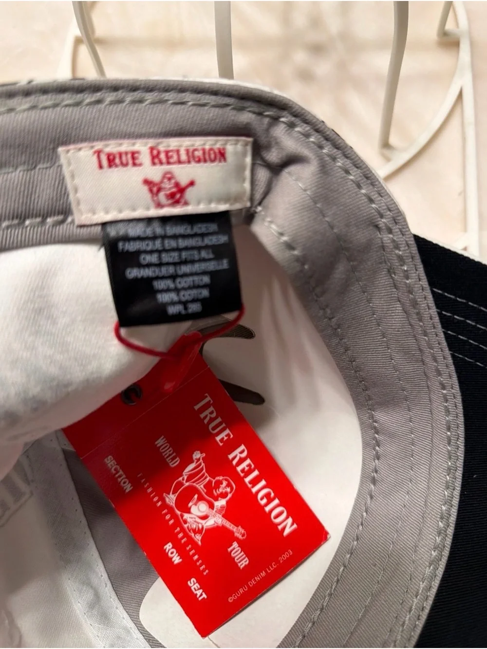 True Religion White Baseball Cap with Black Logo Print